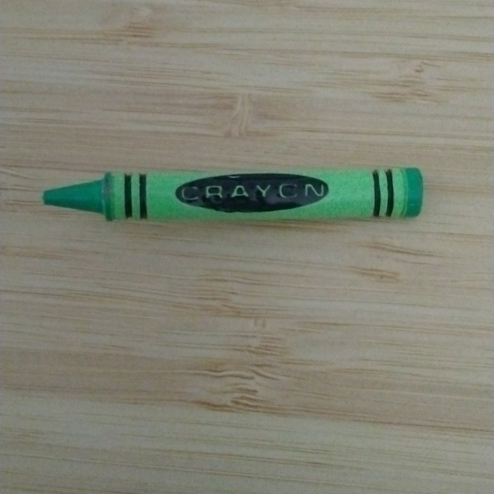 Vintage Green Crayola Crayon Lapel Pin 1980's Gem